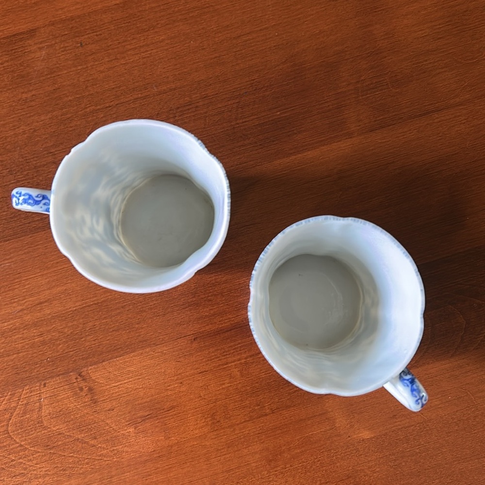 Vintage Antique Blue and White Chocolate Ceramic Cups - Picture 4 of 13